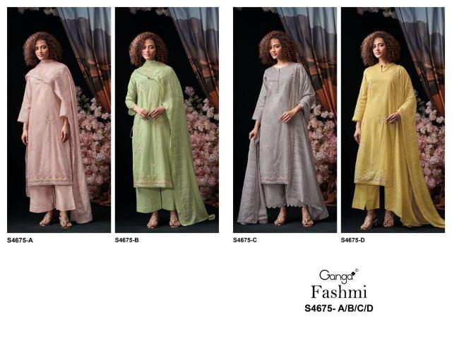 Ganga fashmi 4675 designer code dress material wholesalers